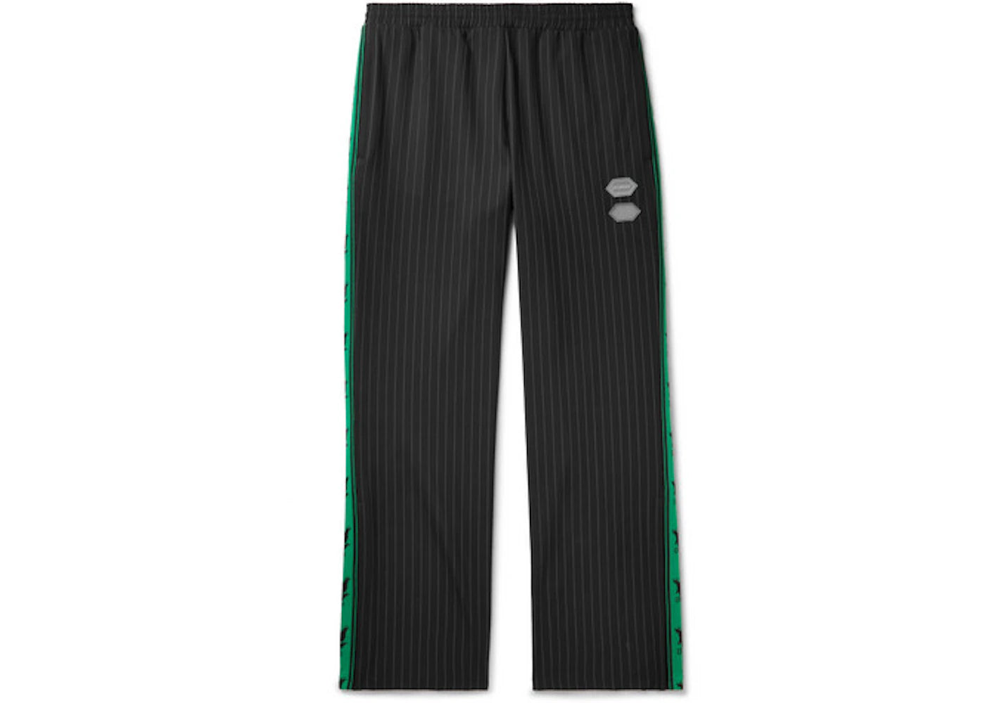 OFF-WHITE Logo Trimmed Pinstriped Sweatpants Black/White/Green