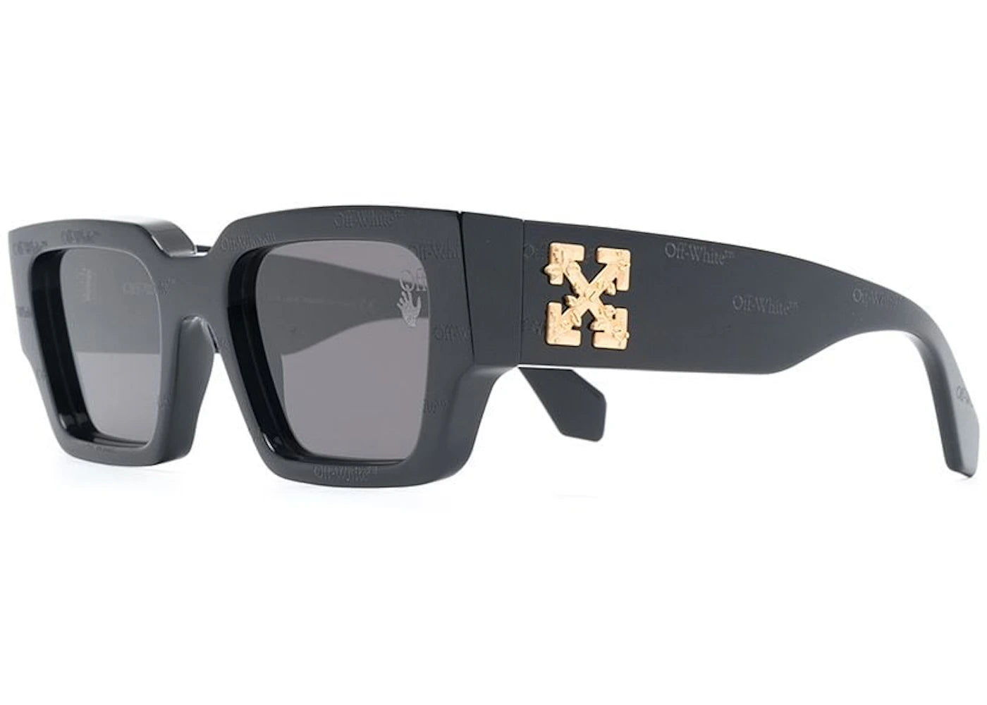 OFF-WHITE Mari Rectangular Frame Sunglasses Black/Gold (OMRI010R21PLA0011003)