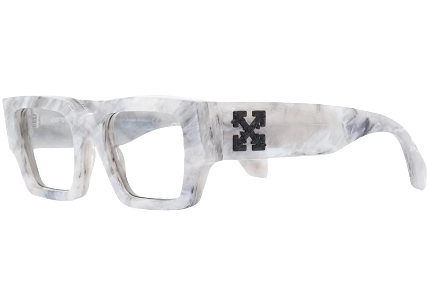 OFF-WHITE Mari Rectangular Frame Sunglasses Grey Marble/Black (OMRI010R21PLA0010510)