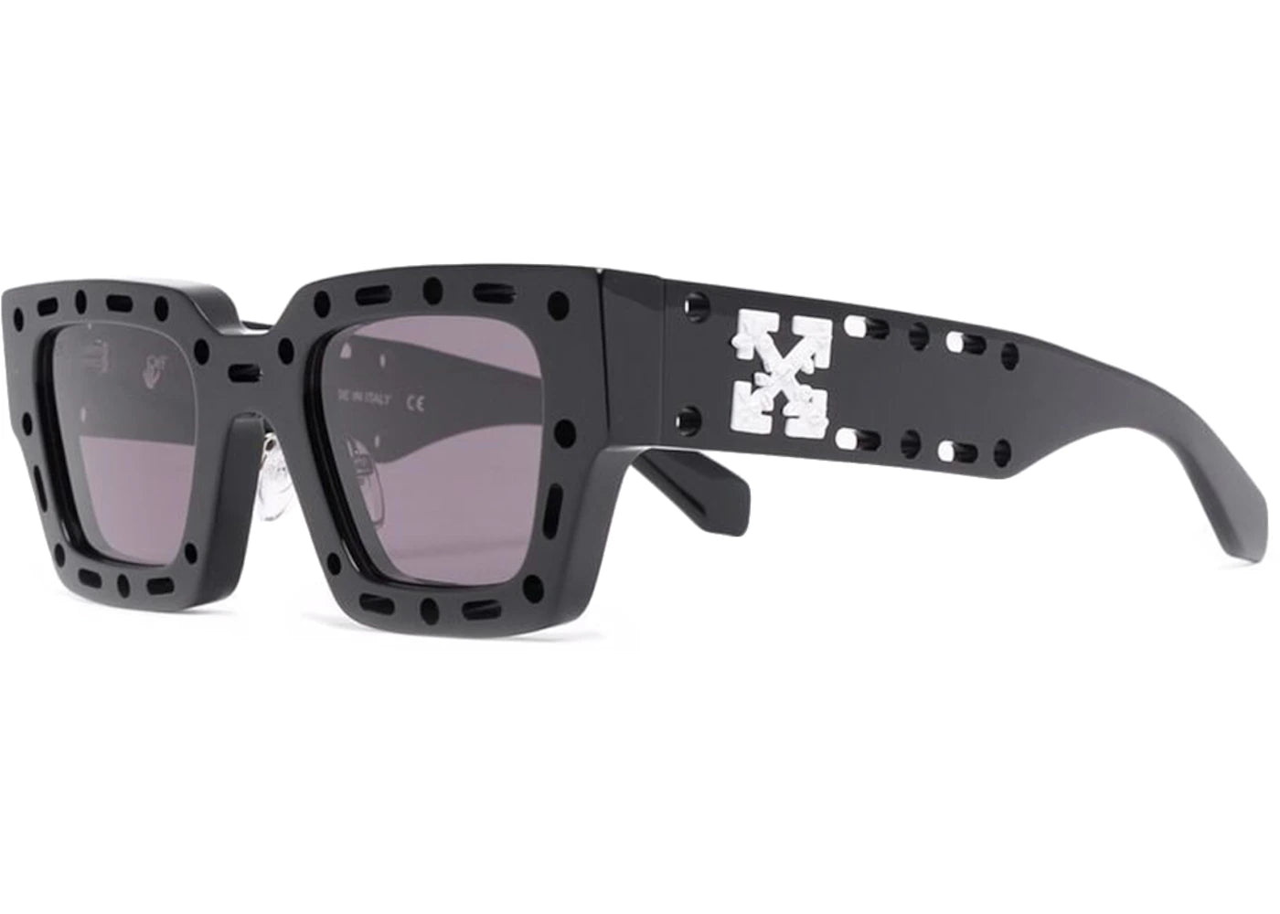 OFF-WHITE Mercer Cut-Out Square Frame Sunglasses Black/White (OERI026S22PLA0011007 BLK)