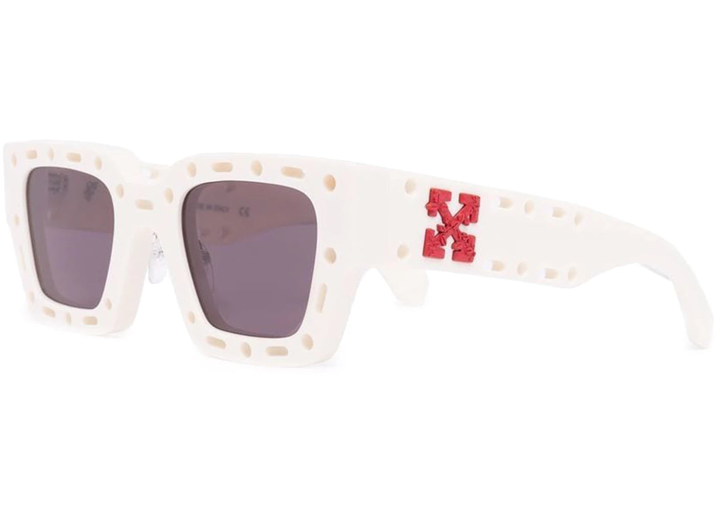 OFF-WHITE Mercer Cut-Out Square Frame Sunglasses White/Red (OERI026S22PLA0010107)