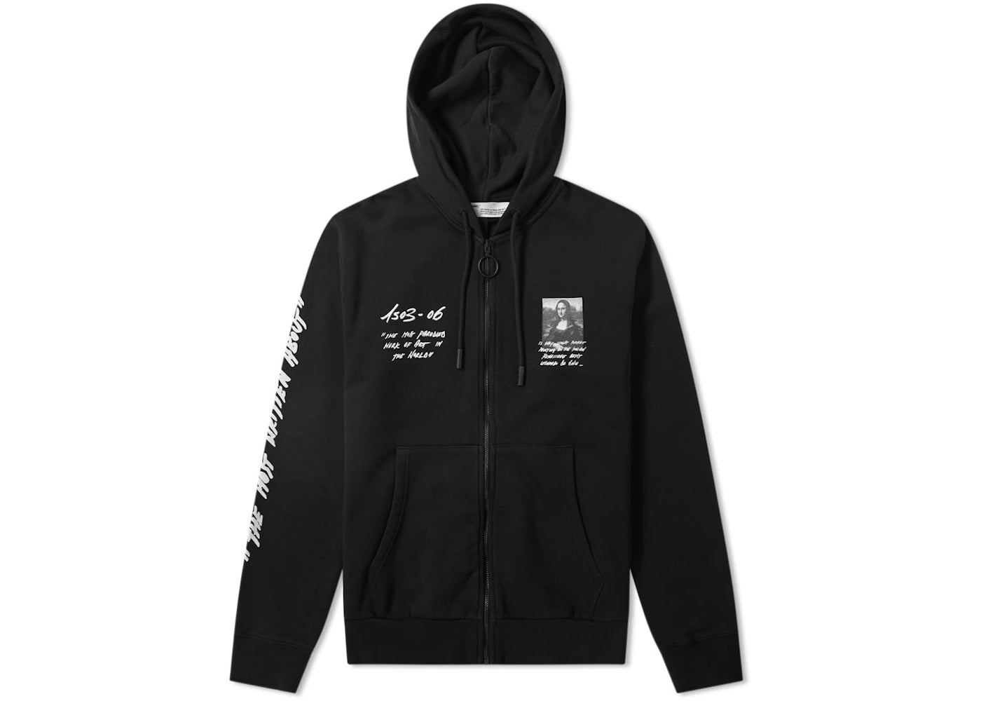 OFF-WHITE Monalisa Graphic Print Zip Hoodie Black/White