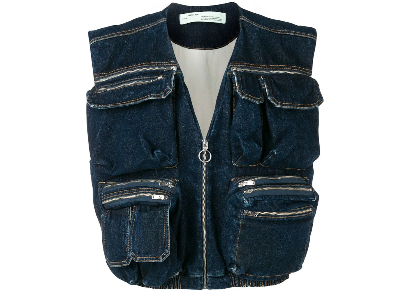 OFF-WHITE Multi Pocket Denim Vest Dark Blue