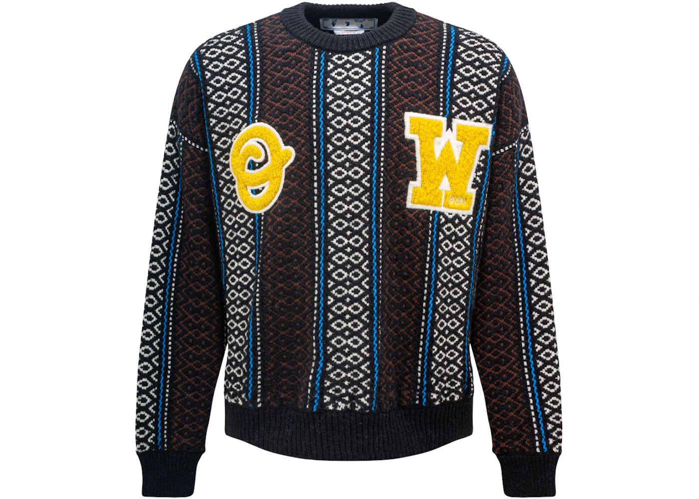 OFF-WHITE OW Baja Chunky Crew Knit Sweater Blue/Yellow/Multi