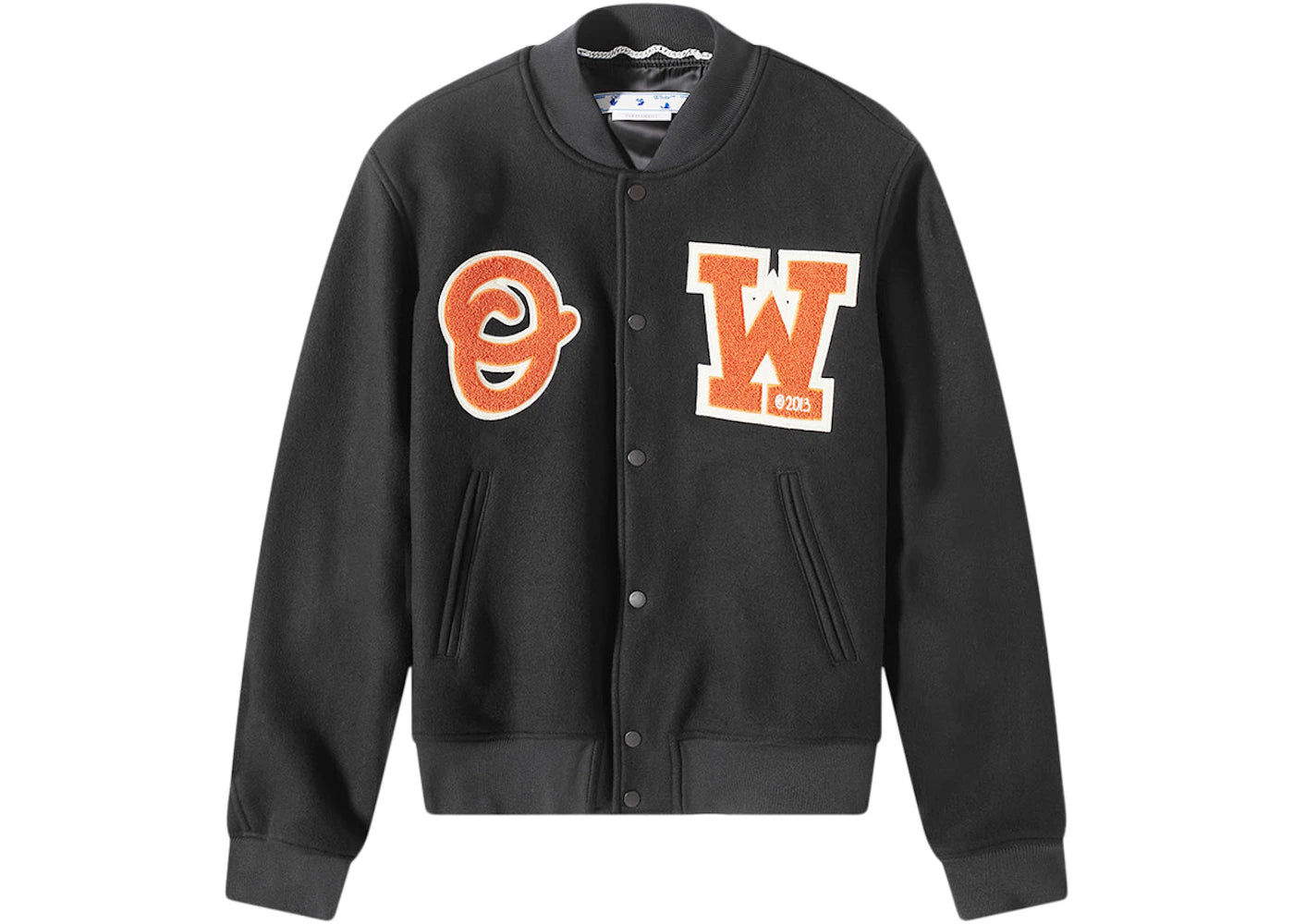 OFF-WHITE OW Patch Varsity Jacket Black/Orange