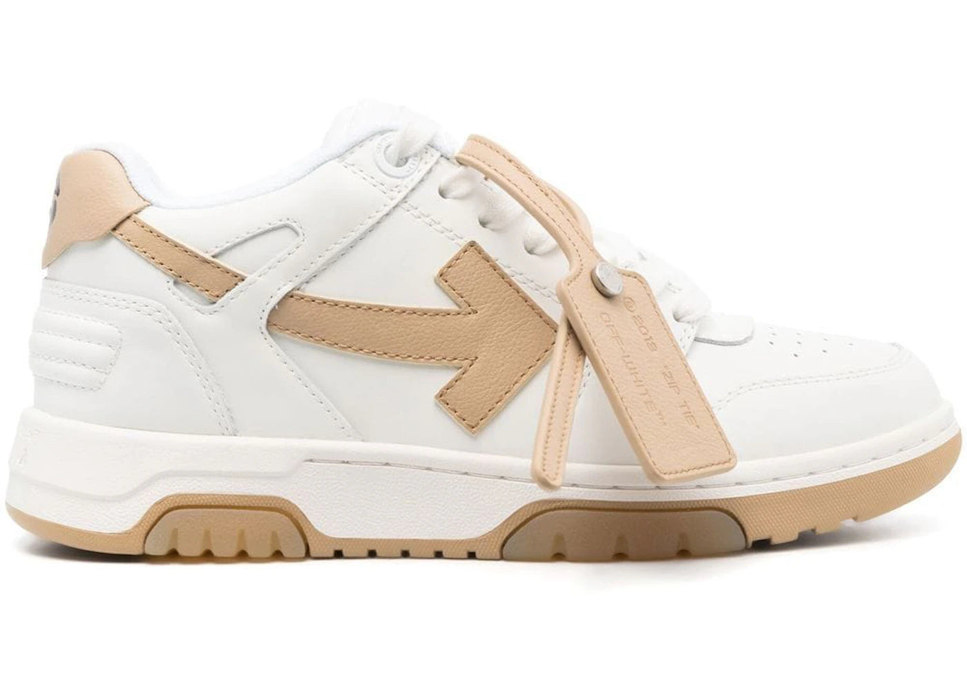 OFF-WHITE Out Of Office Calf Leather White Camel (Women's)