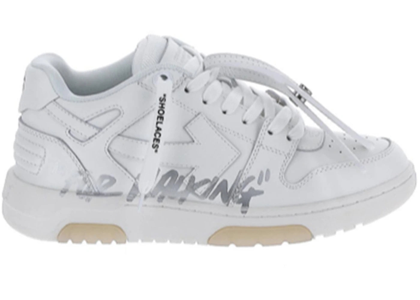 OFF-WHITE Out Of Office OOO "For Walking" Low Tops Distressed White White (Women's)