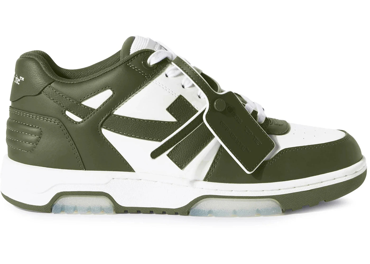 OFF-WHITE Out Of Office OOO Low Tops Military Green White