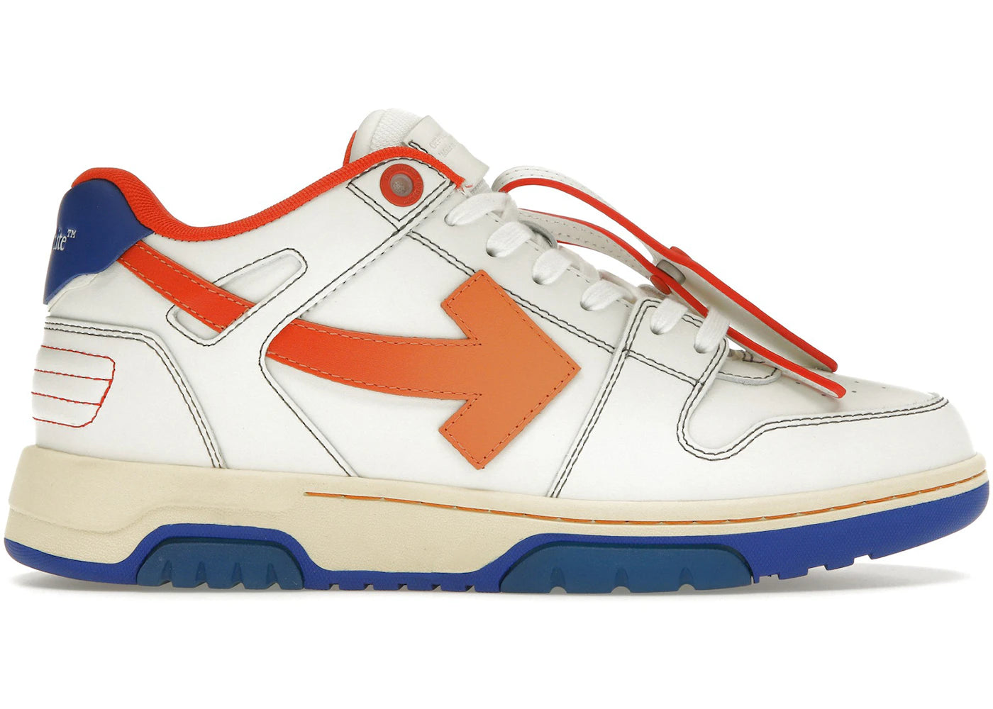 OFF-WHITE Out Of Office OOO Low Tops White Orange Blue Contrast Stitching