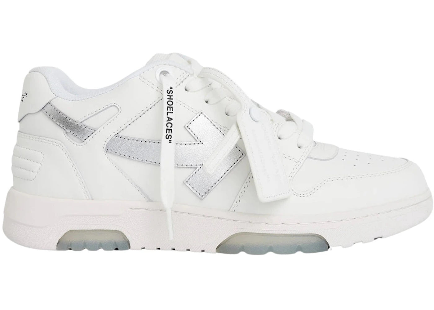 OFF-WHITE Out Of Office OOO Low Tops White Silver