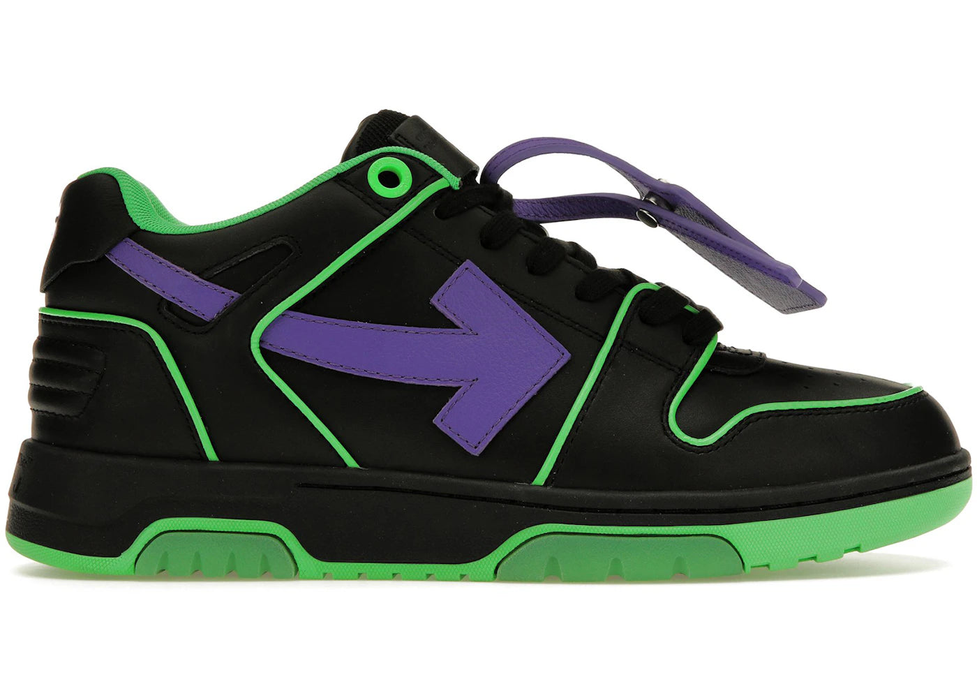 OFF-WHITE Out Of Office OOO Outlined Low Tops Black Green Purple