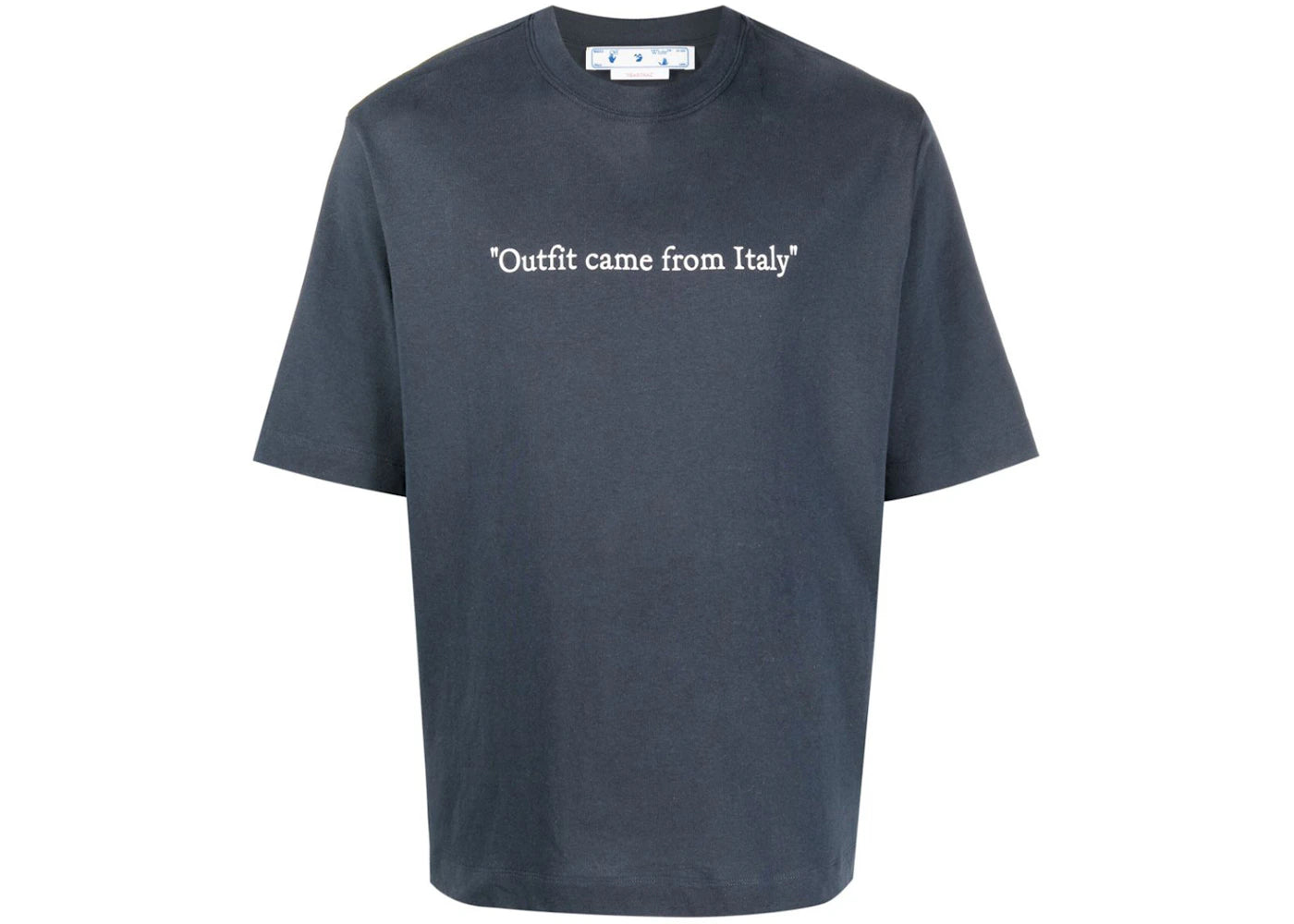 OFF-WHITE "Outfit Came From Italy" Print T-Shirt Faded Blue/White