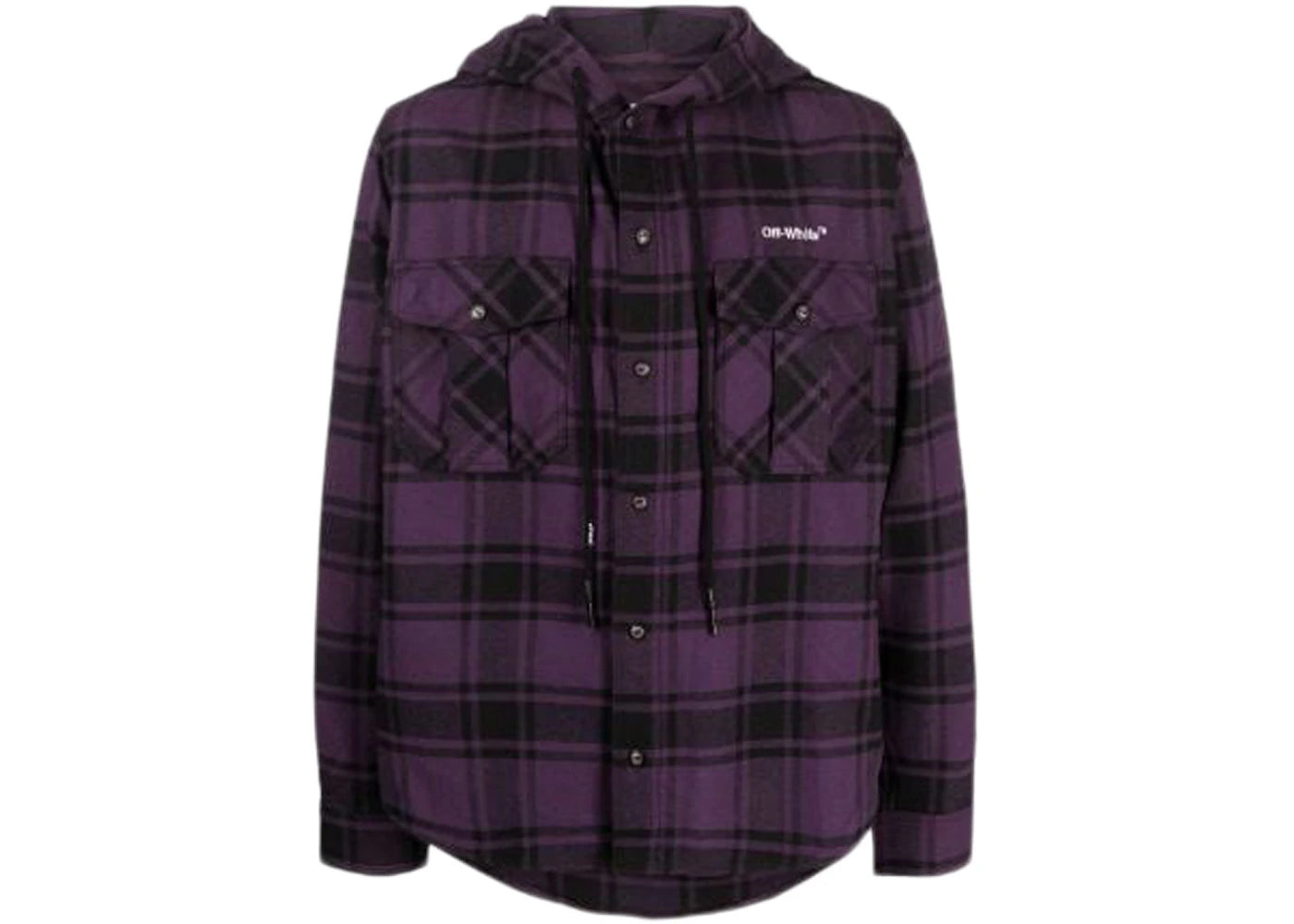 OFF-WHITE Outline Arrow Flannel Hoodie Aubergine Purple