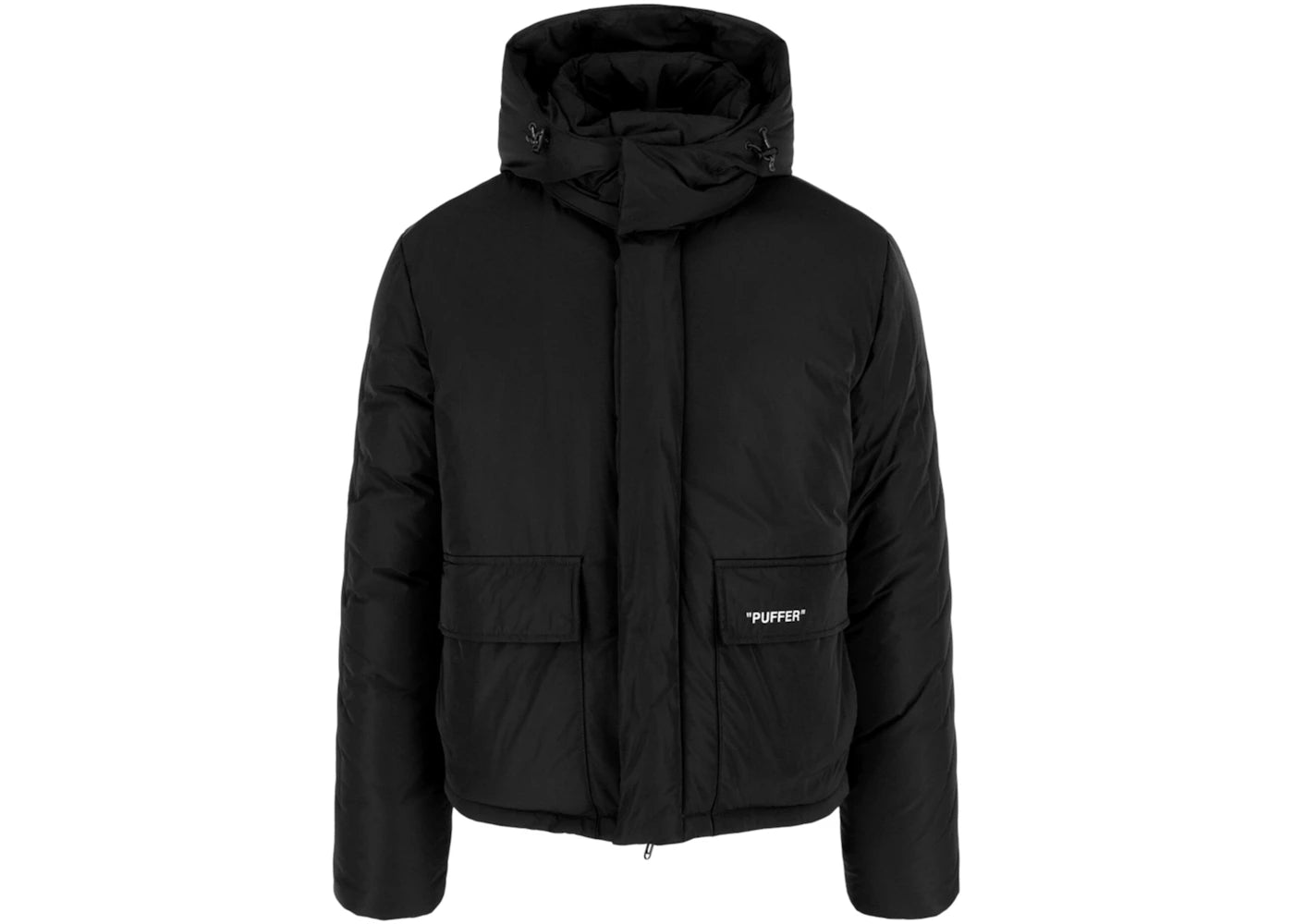 OFF-WHITE Outline Diag Quote Puffer Jacket (OMED039S-FAB001-1001) Black