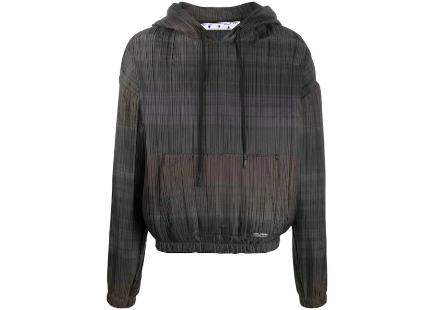 OFF-WHITE Oversize Fit Horizontal-Stripe Pleated Hoodie Brown