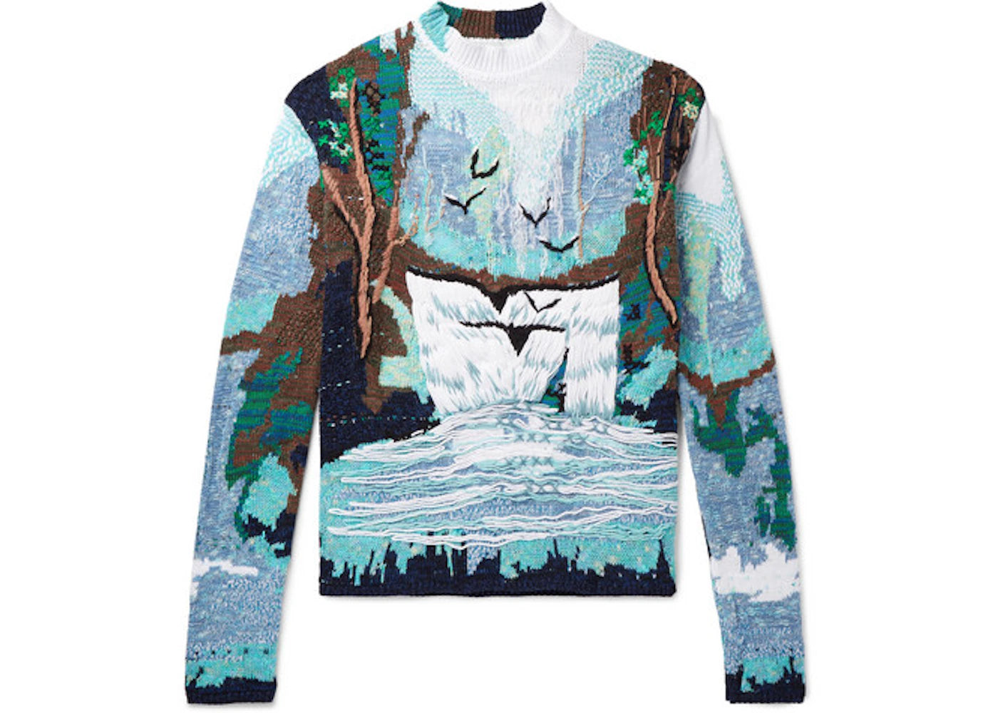 OFF-WHITE Oversized Emrboidered Waterfall Sweater Blue/Multicolor