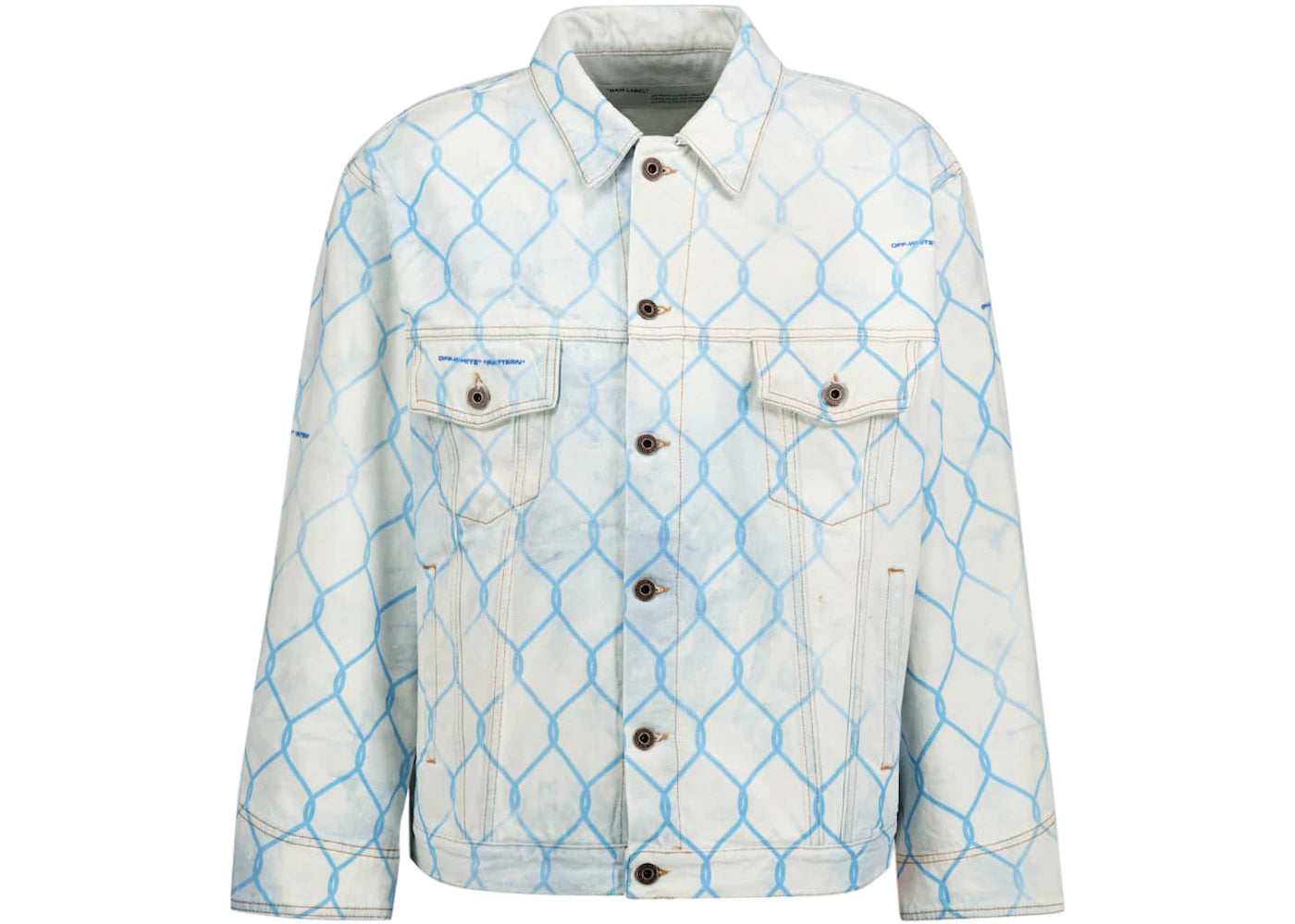 OFF-WHITE Oversized Fence Printed Denim Jacket Bleach Light Blue