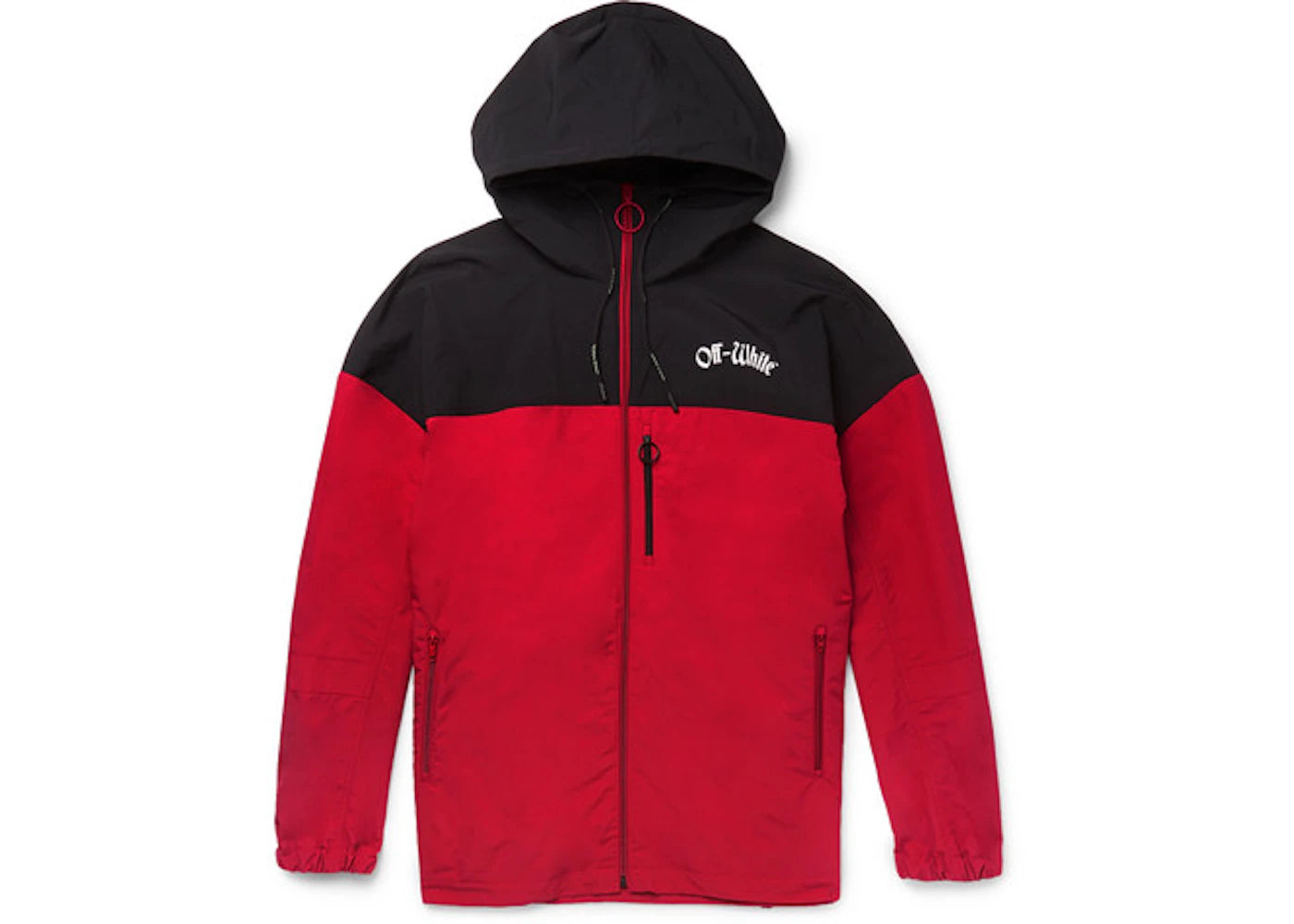 OFF-WHITE Oversized Two-Tone Shell Hooded Jacket Red/Black/White