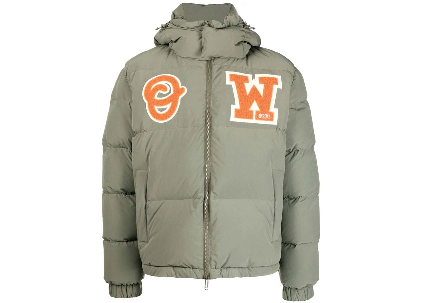 OFF-WHITE Ow Patch Puffer Coat Army Green