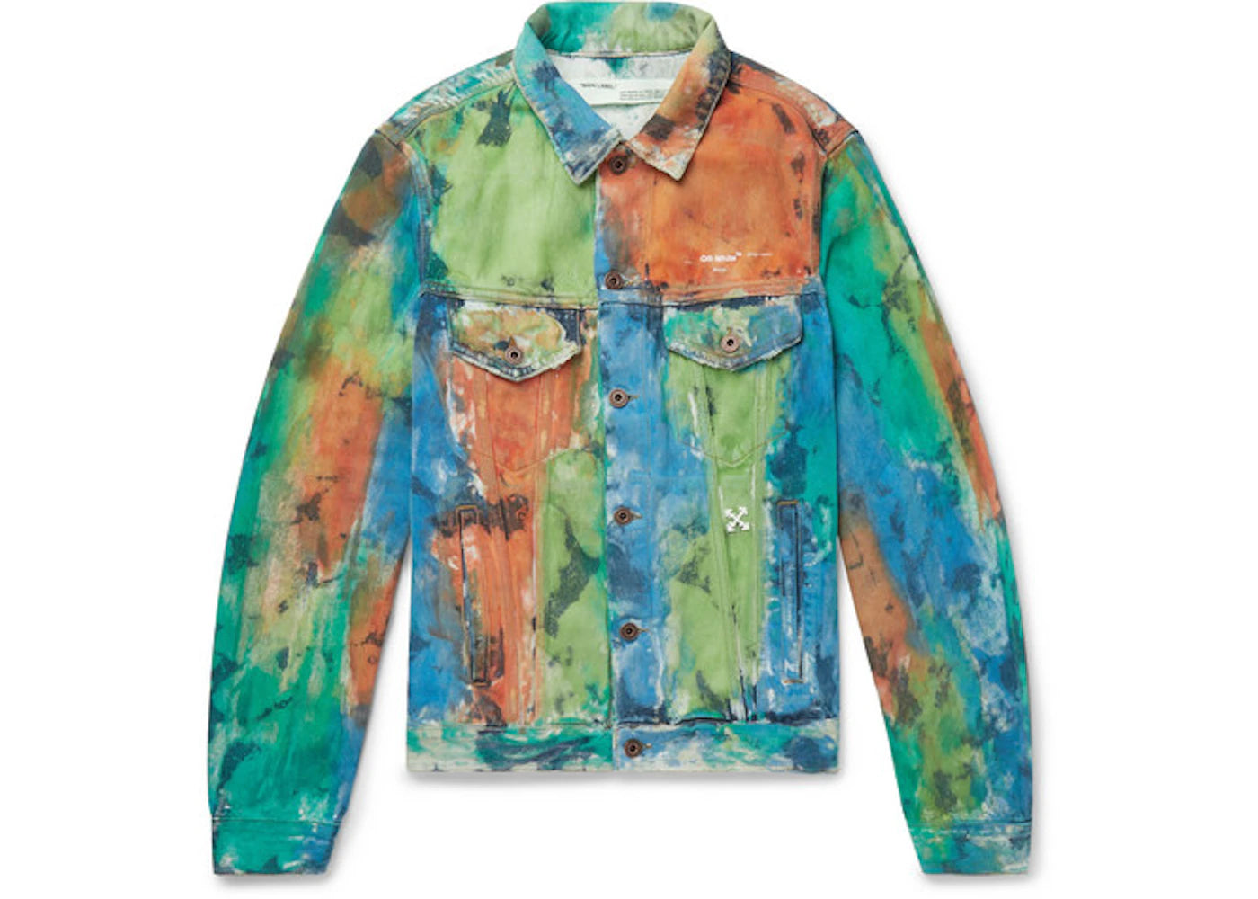 OFF-WHITE Painted Distressed Denim Trucker Jacket Multicolor