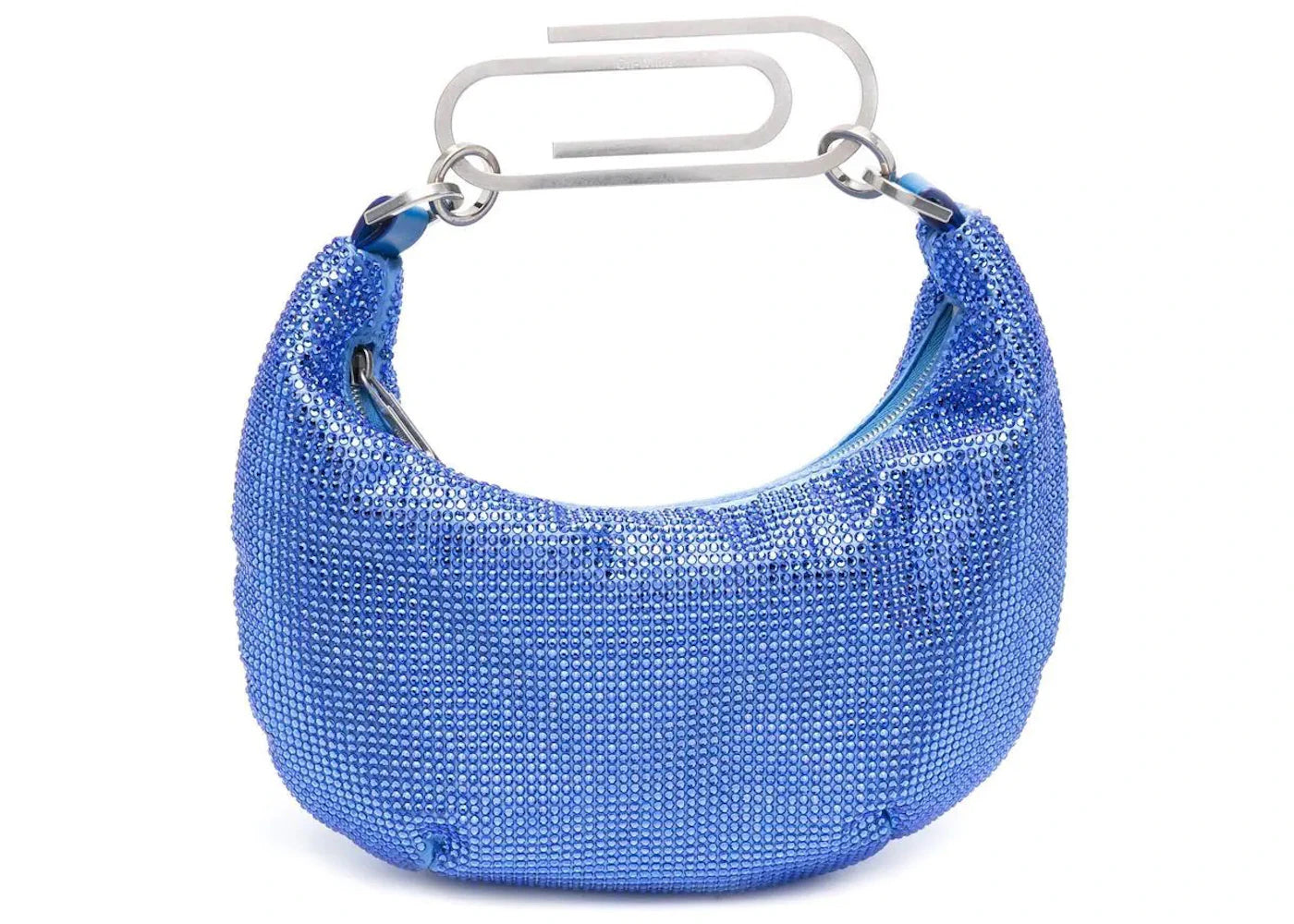 OFF-WHITE Paperclip 20 Rhinestone Embellished Hobo Bag Electric Blue