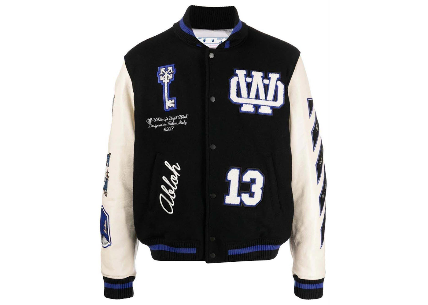 OFF-WHITE Patch-Detailed Bomber Jacket Black/Blue/White