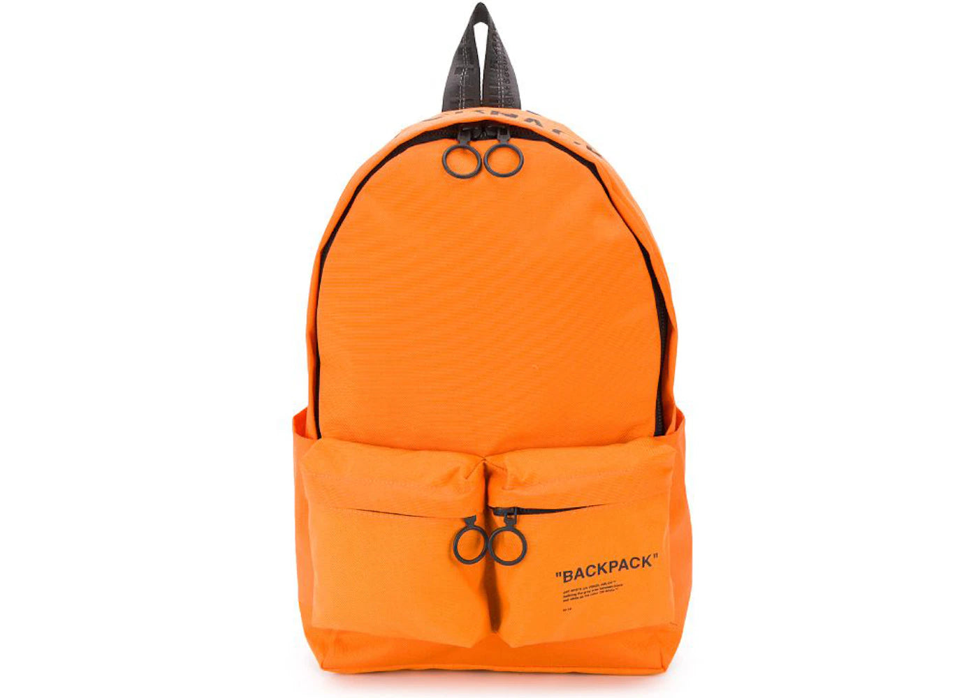 OFF-WHITE Printed Quote Backpack "BACKPACK" Orange/Black