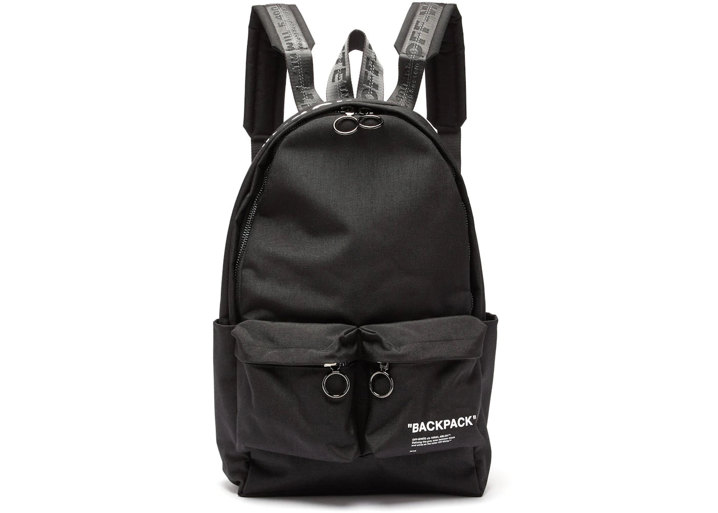 OFF-WHITE Quote Backpack Canvas Black White