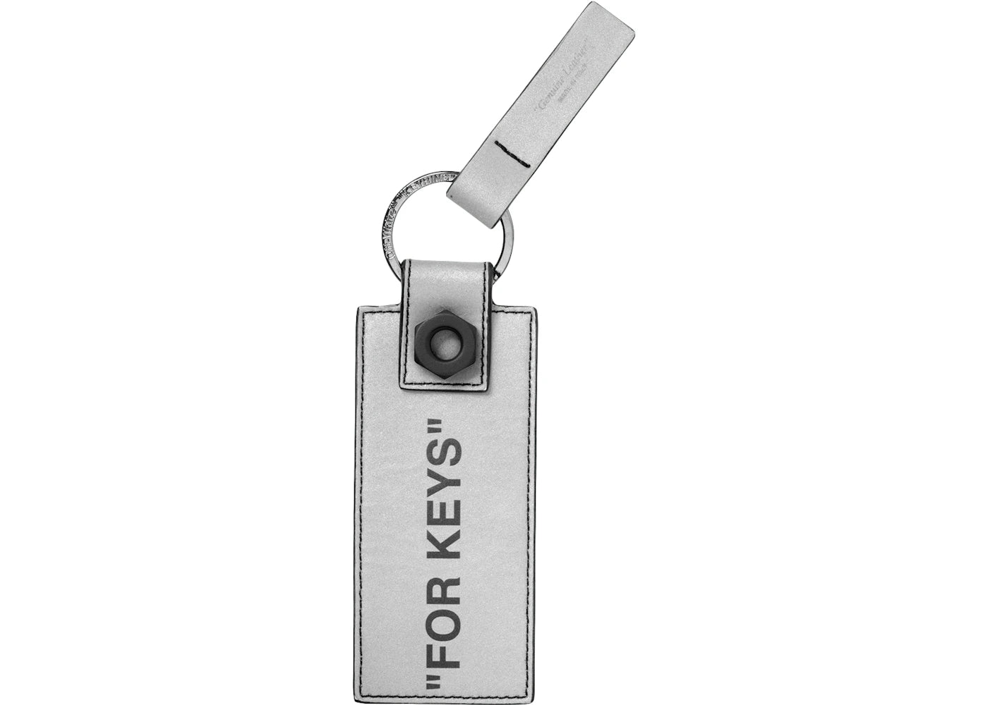 OFF-WHITE Quote Keychain Silver/Black