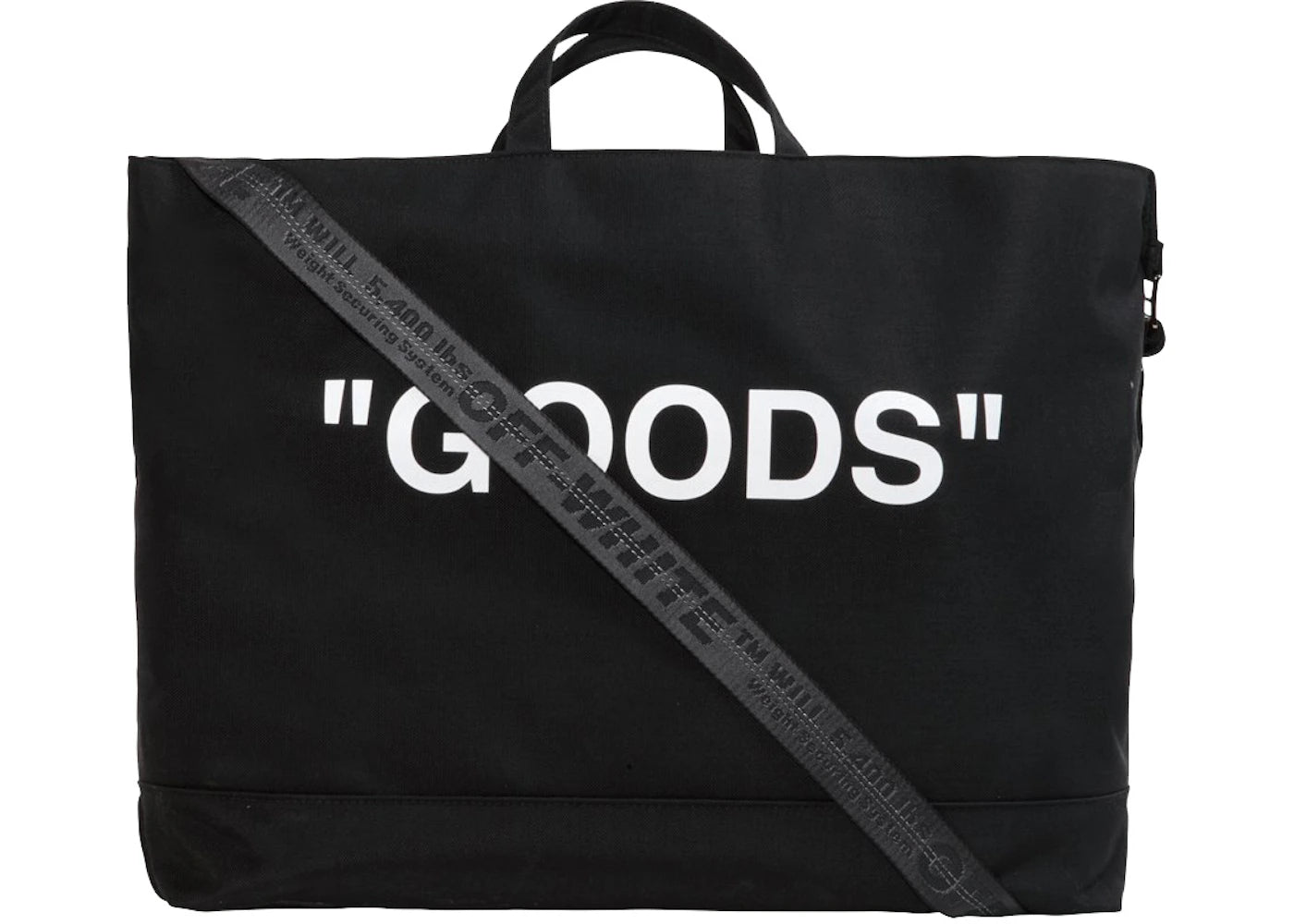 OFF-WHITE Quote Tote Bag "GOODS" Black White