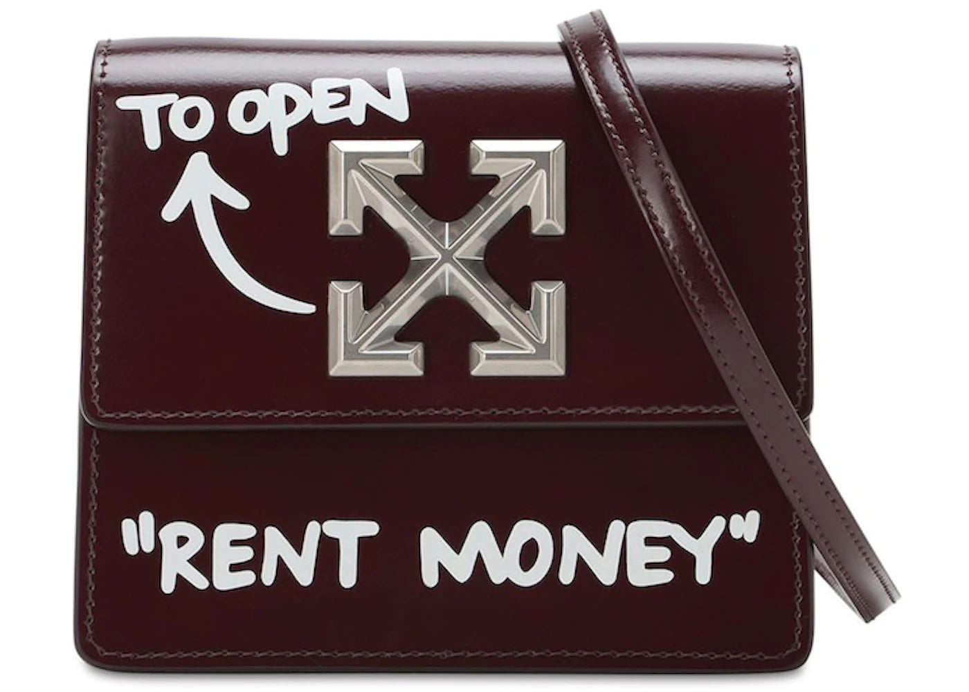 OFF-WHITE "RENT MONEY" 0.7 Jitney Bag Bordeaux