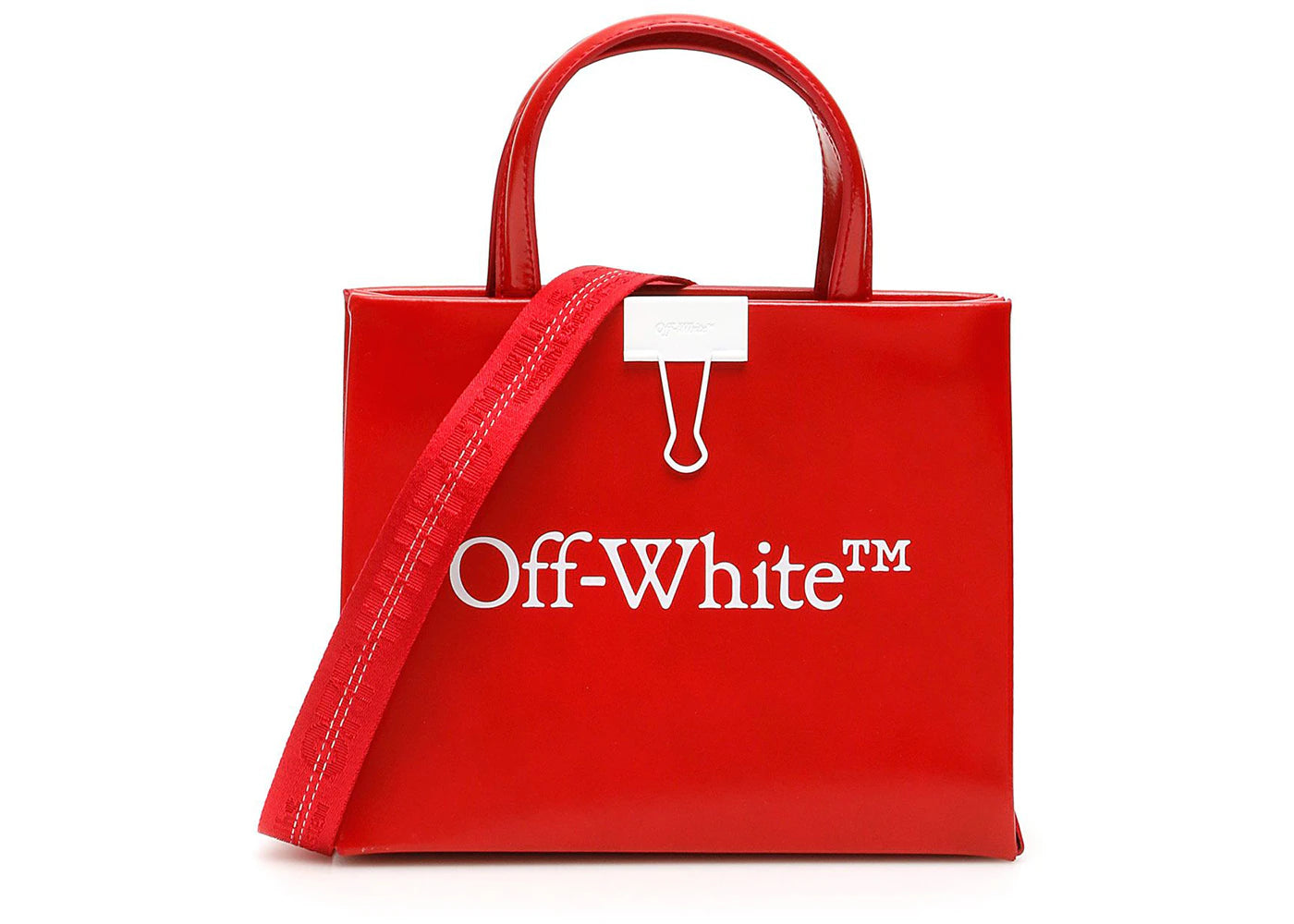 OFF-WHITE Red Leather Box Bag Mini Red/White