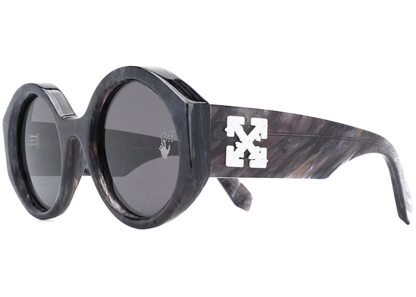 OFF-WHITE Sara Round Frame Sunglasses Dark Grey Marble/White (OWRI022F20PLA0010700)