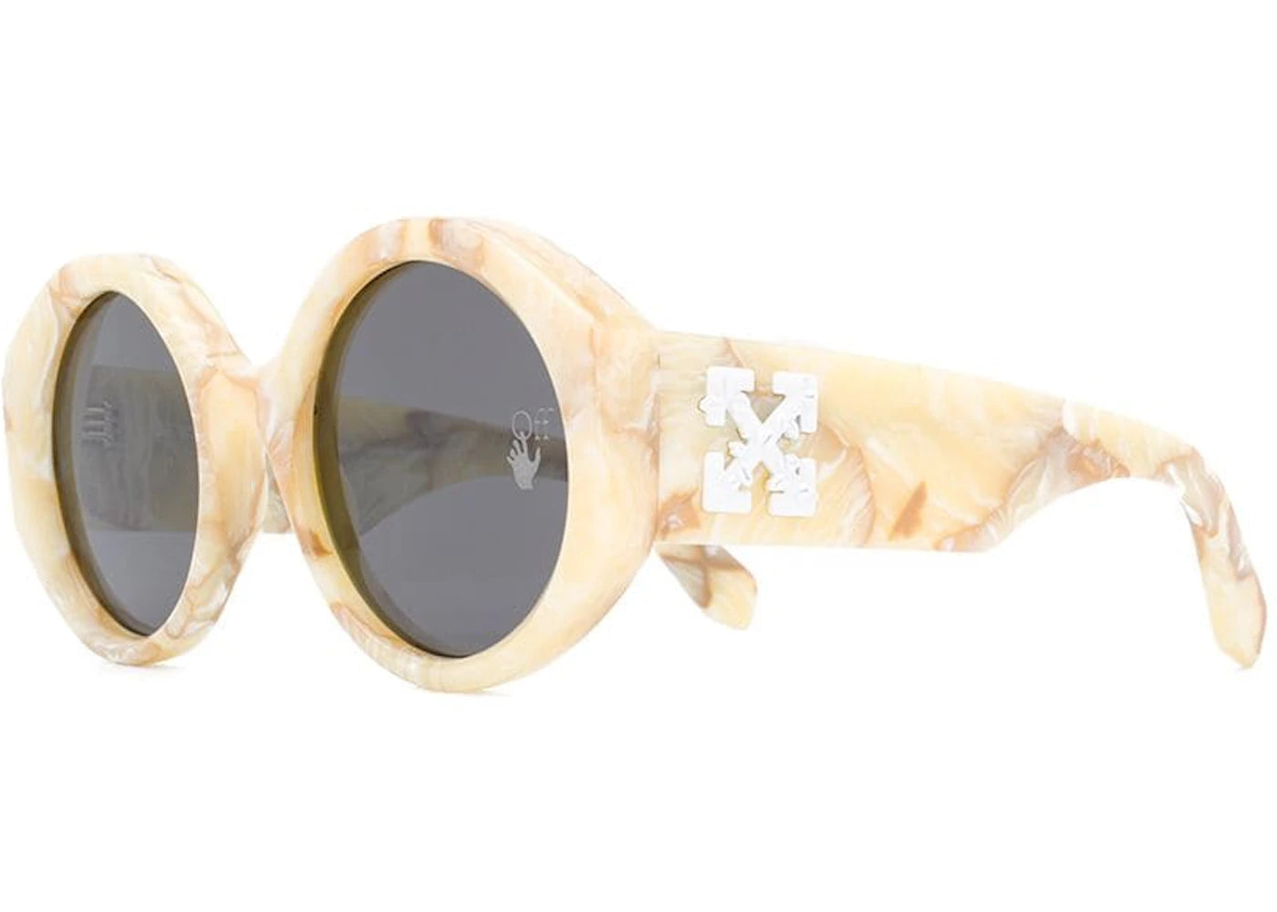 OFF-WHITE Sara Round Frame Sunglasses Yellow Marble/White (OWRI022F20PLA0011800)