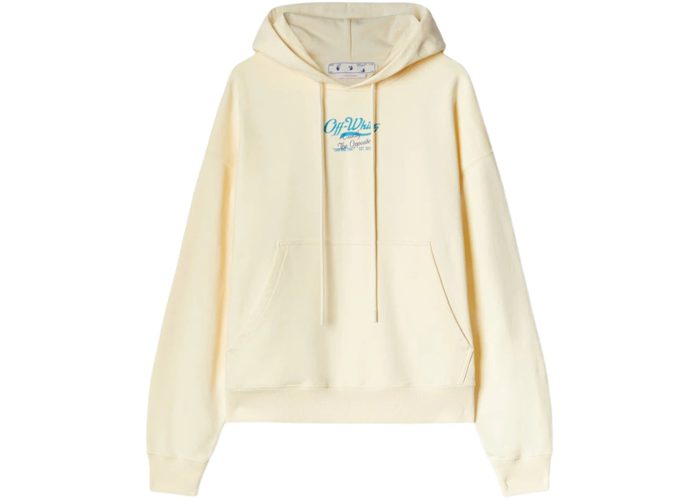 OFF-WHITE Script Logo Opp Over Skate Hoodie Ivory/Light Blue