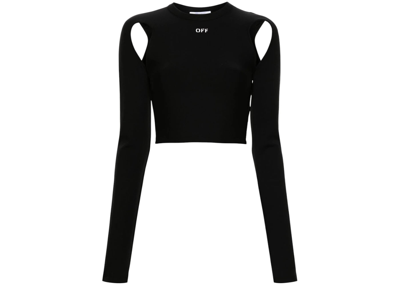 OFF-WHITE Sleek Long Sleeve Crop Top Black White