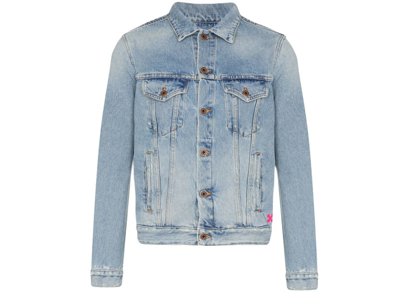 OFF-WHITE Slim Bleached Denim Jacket Indigo/Multicolor