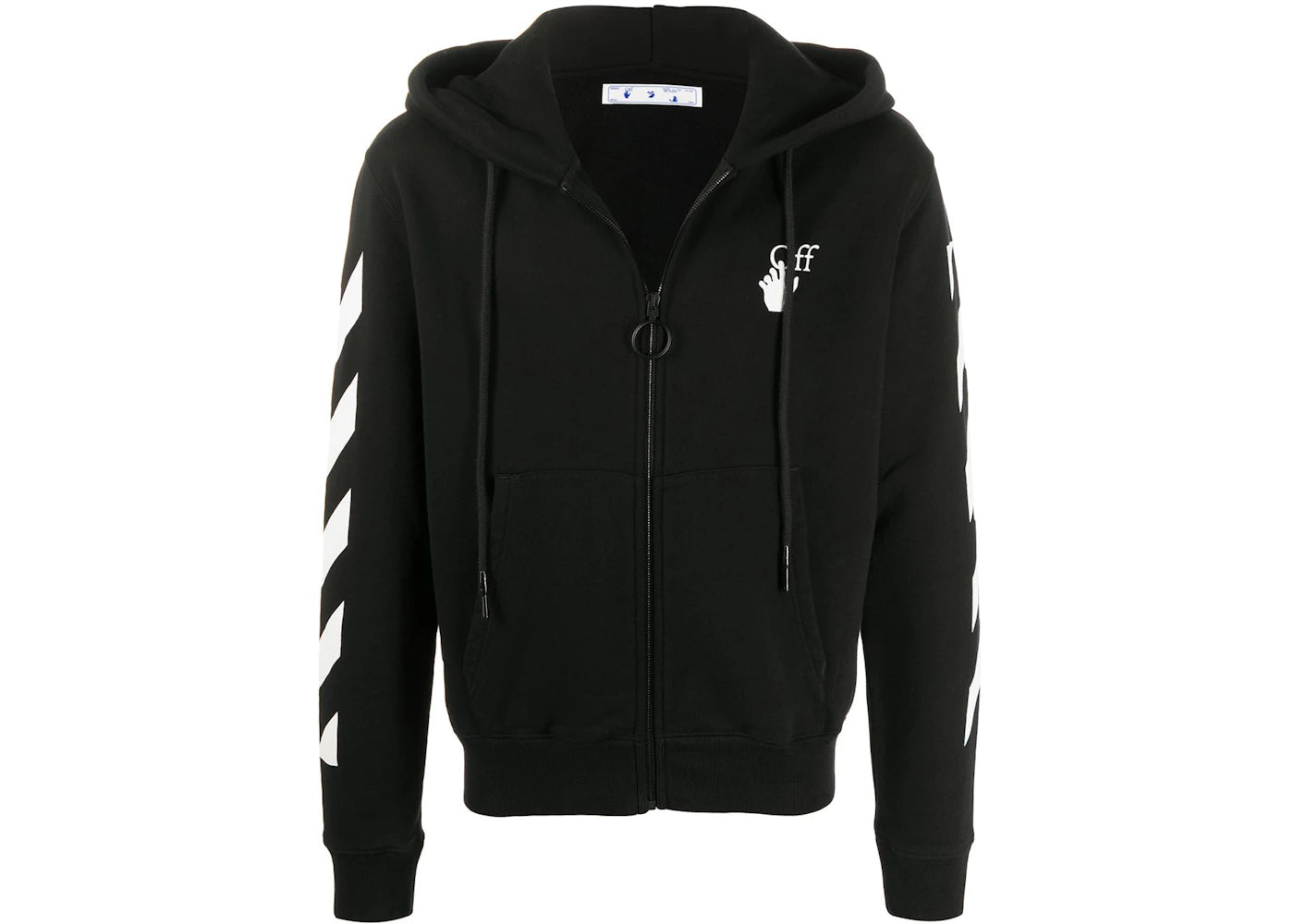 OFF-WHITE Slim Fit Arrows Diag Zip Up Hoodie Black/White