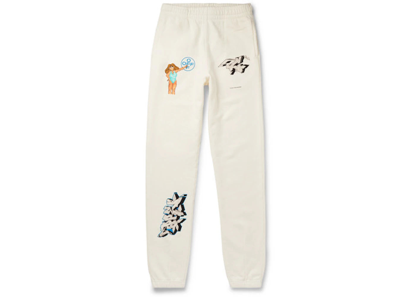 OFF-WHITE Slim Fit Dondi White Print Sweatpants Multicolor