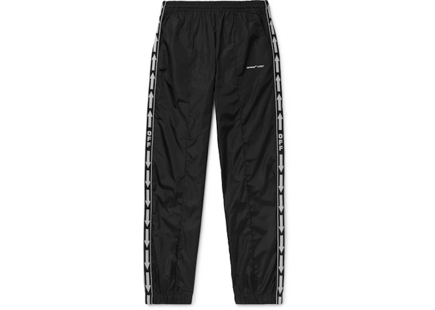 OFF-WHITE Slim Fit Webbing Trimmed Shell Track Pants Black