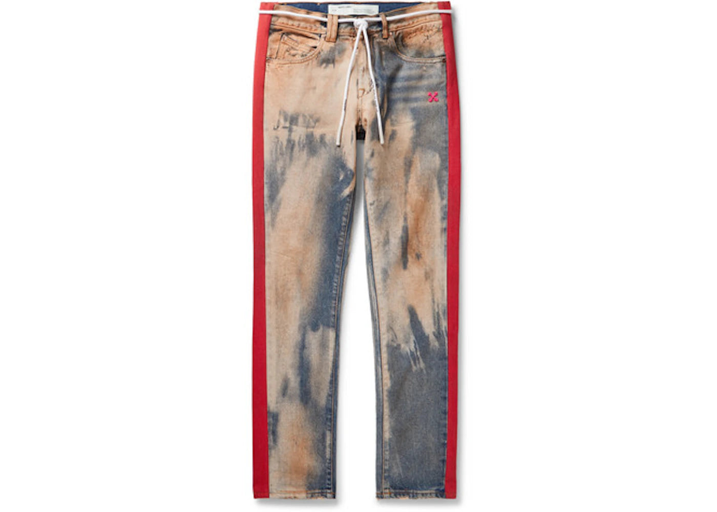 OFF-WHITE Slim fit Side Striped Bleached Denim Jeans Multicolor