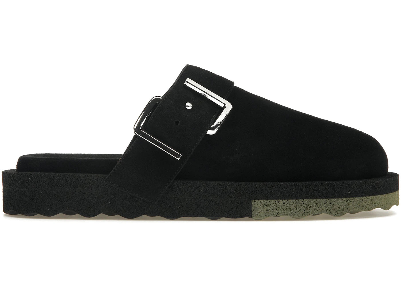 OFF-WHITE Sponge Buckle Slippers Black Khaki