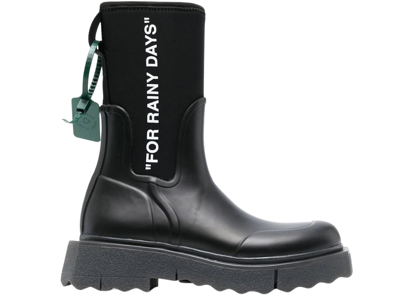 OFF_WHITE Sponge Rubber Rainboot Black Black White (Women's)