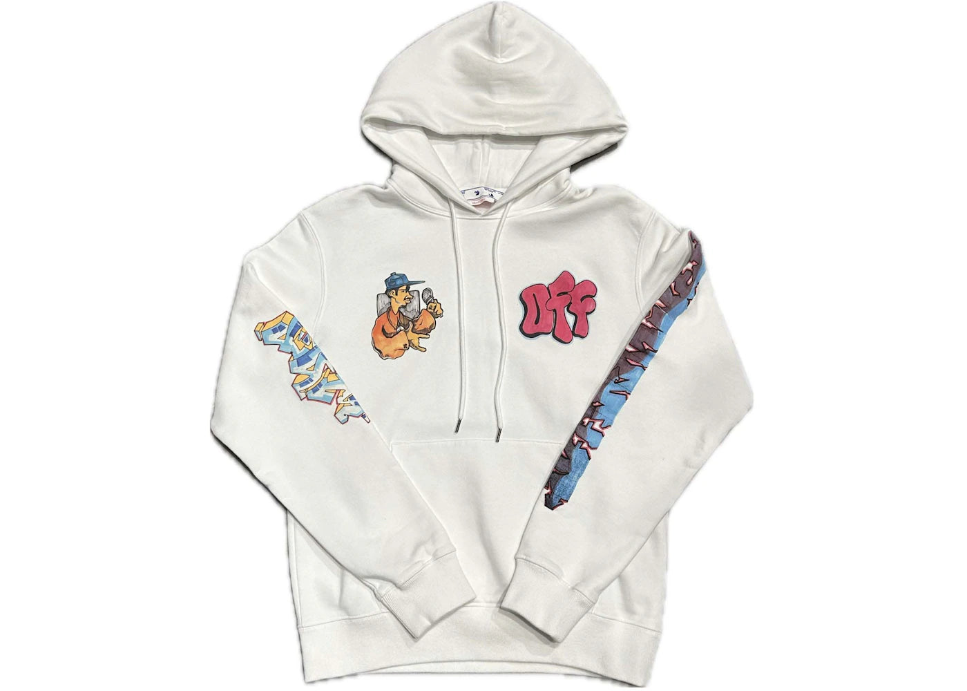 OFF-WHITE Spray Graffiti Pupp Slim Hoodie White Multicolor