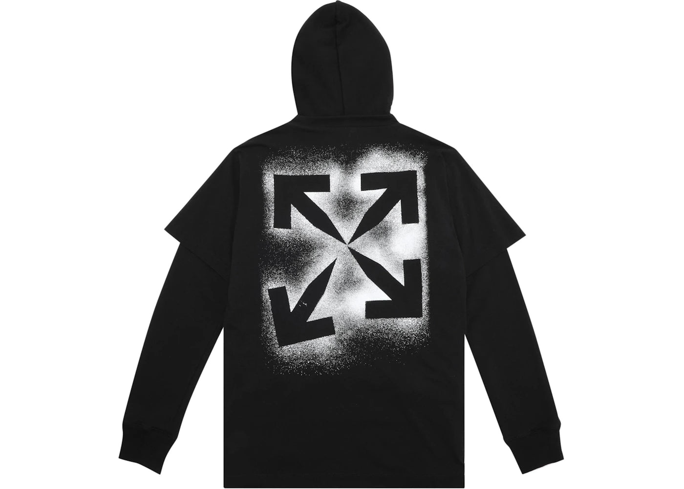 OFF-WHITE Stencil Arrow Double Sleeve Hoodie Black White