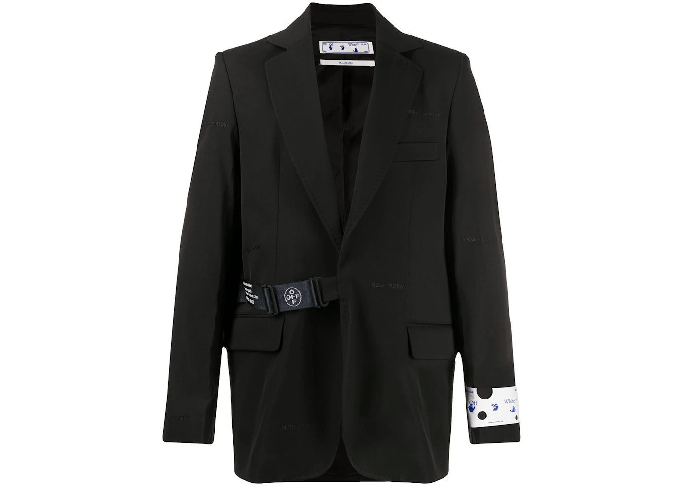 OFF-WHITE Strap Fastening Blazer Jacket Black/White