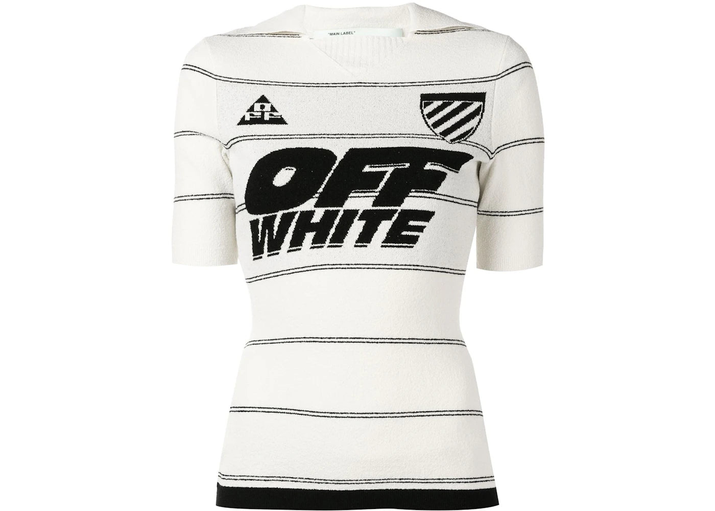 OFF-WHITE Stripe Knit Tight Polo Top White/Black