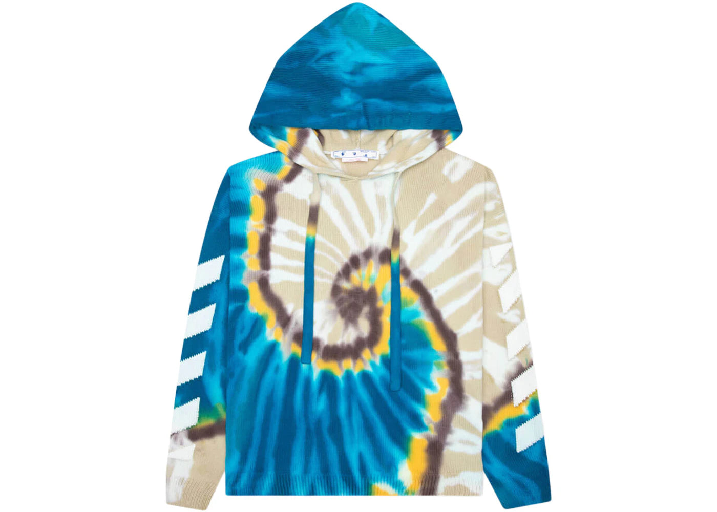 OFF-WHITE Tie Dye Knit Hoodie Bone/Blue/White