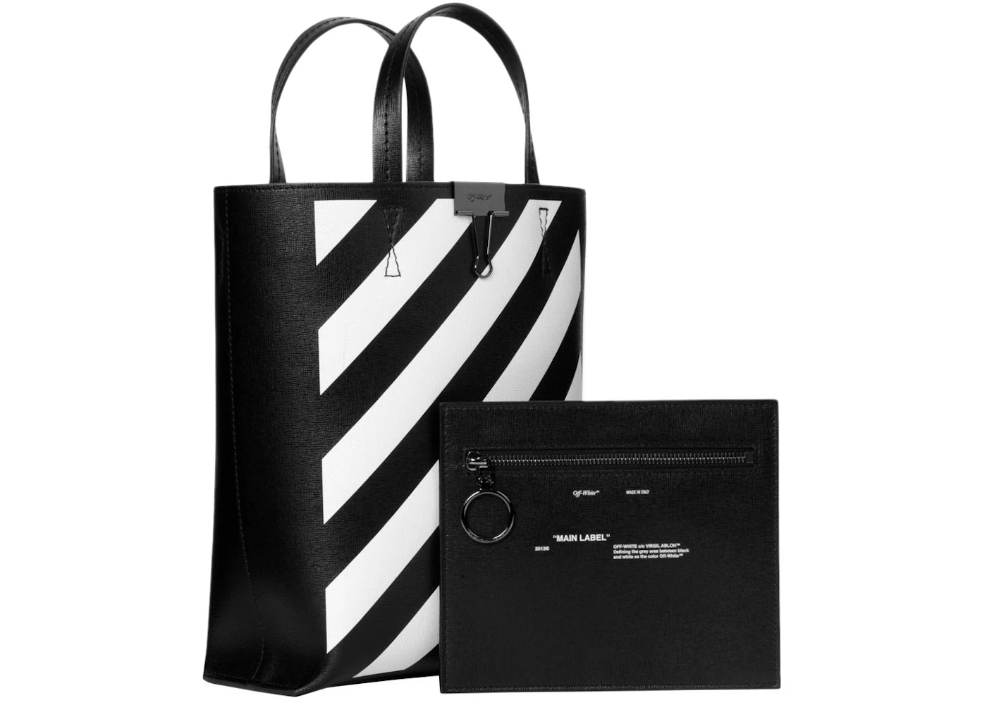 OFF-WHITE Tote Diag Black White