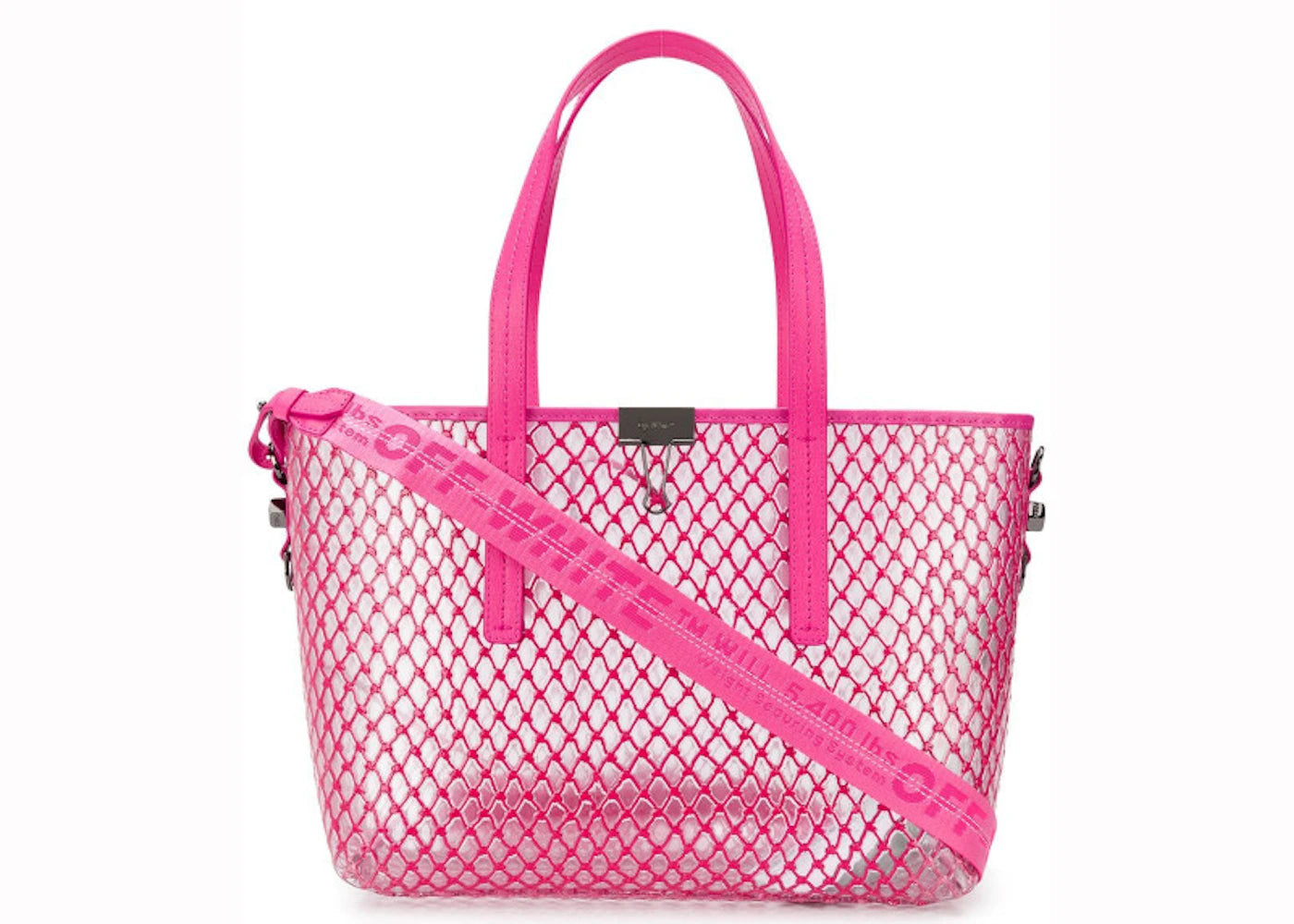 OFF-WHITE Tote Transparent Mesh Fuchsia